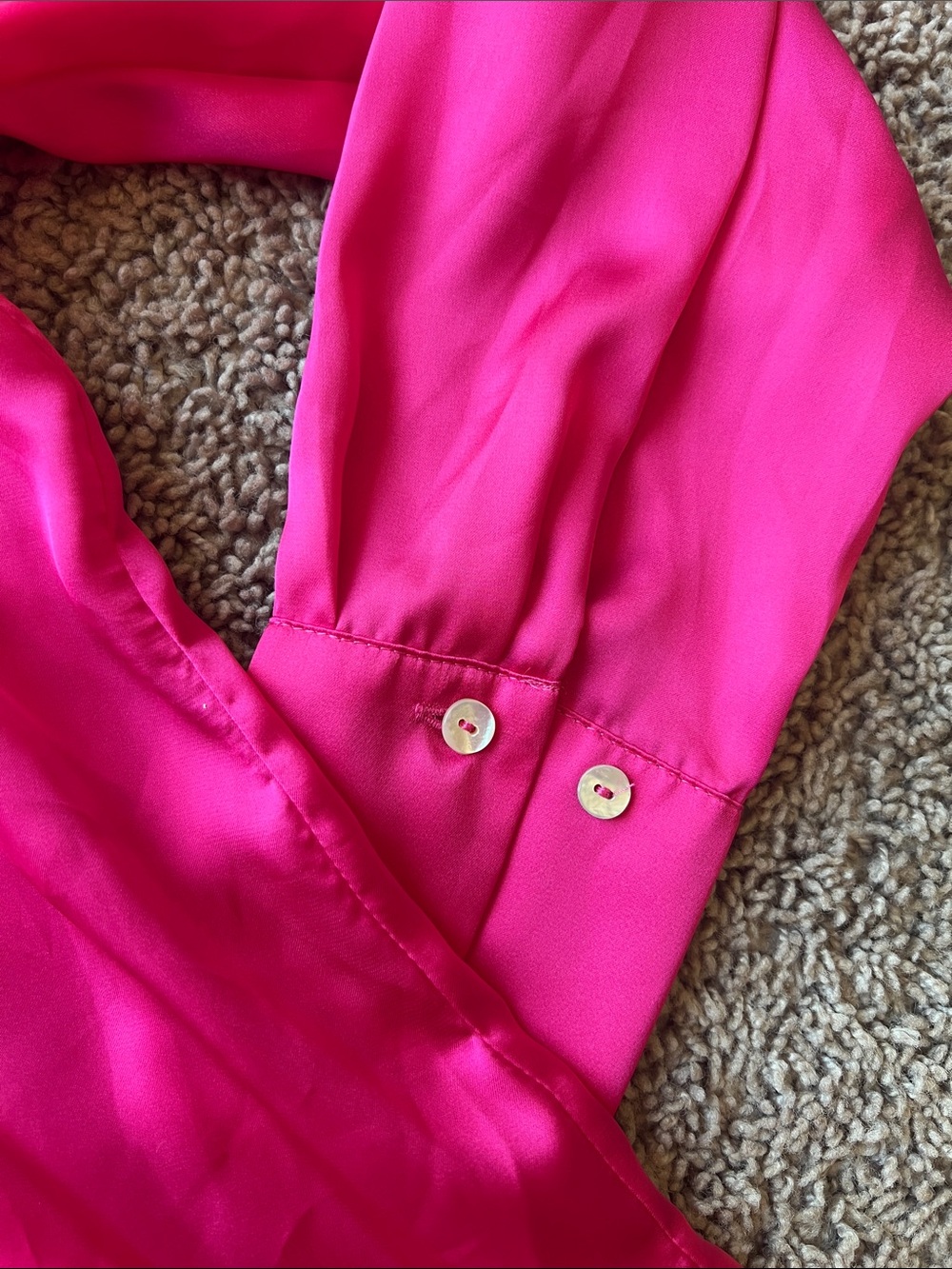 NWT ZARA Hot Pink Satin Button-Up Blouse - Picture 3 of 3